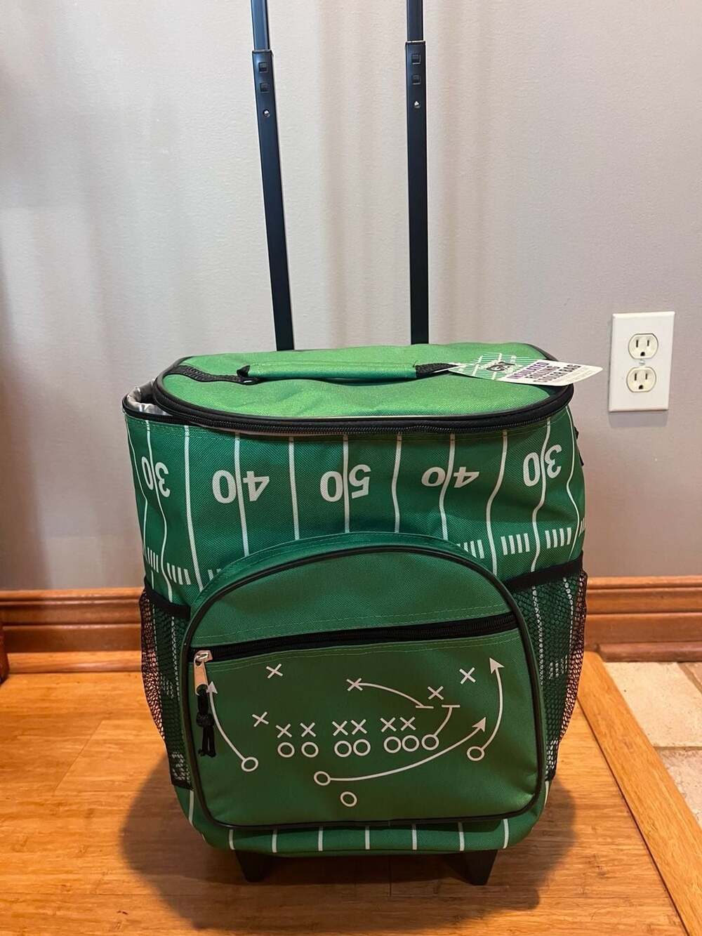 Gridiron Nation Insulated Rolling Cooler Bag with Football Field Design